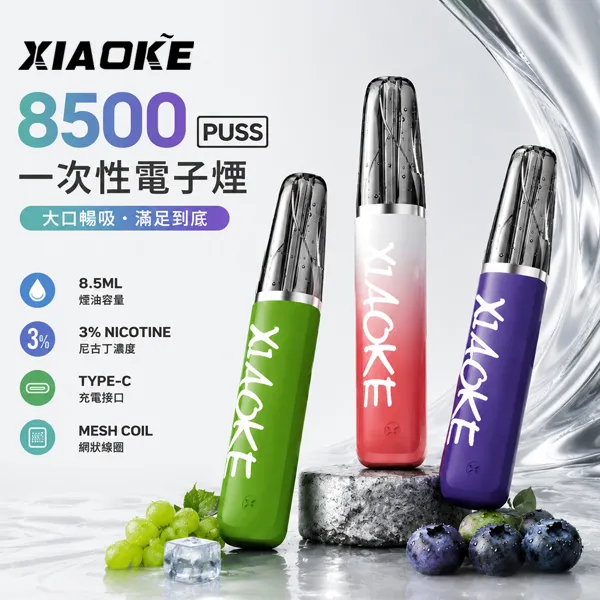 XIAOKE梟客8500口一次性電子煙｜8.5mL油艙650mAh Type-C快充